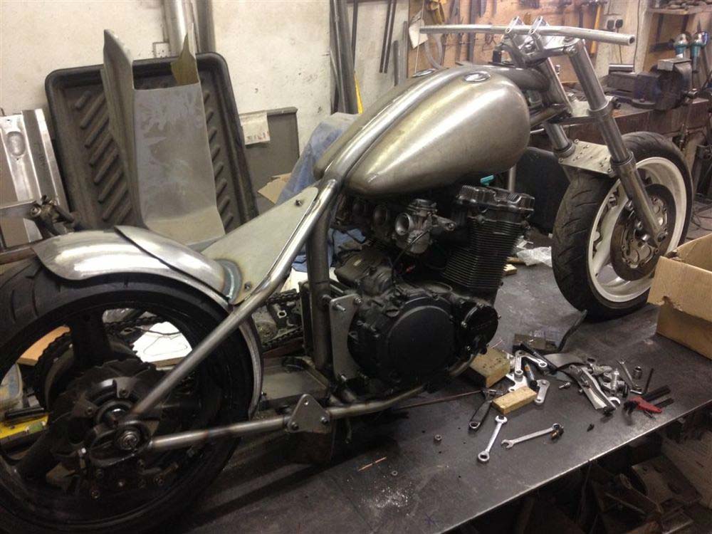 Image linking to the Custom & Chopper Builds page for details of  and the  on offer there: Full or partial builds of custom bikes and choppers.  Hard tail frames, tanks, bodywork and suspension for choppers.